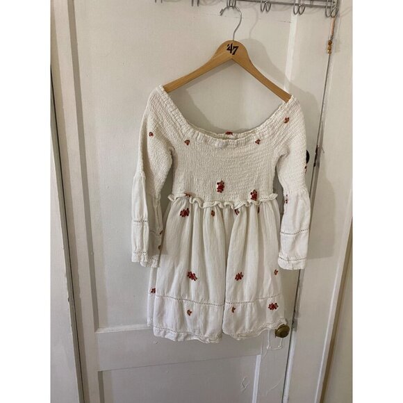 Free People Women's White Counting Daisies Embroidered Mini Dress - Medium - Picture 3 of 16